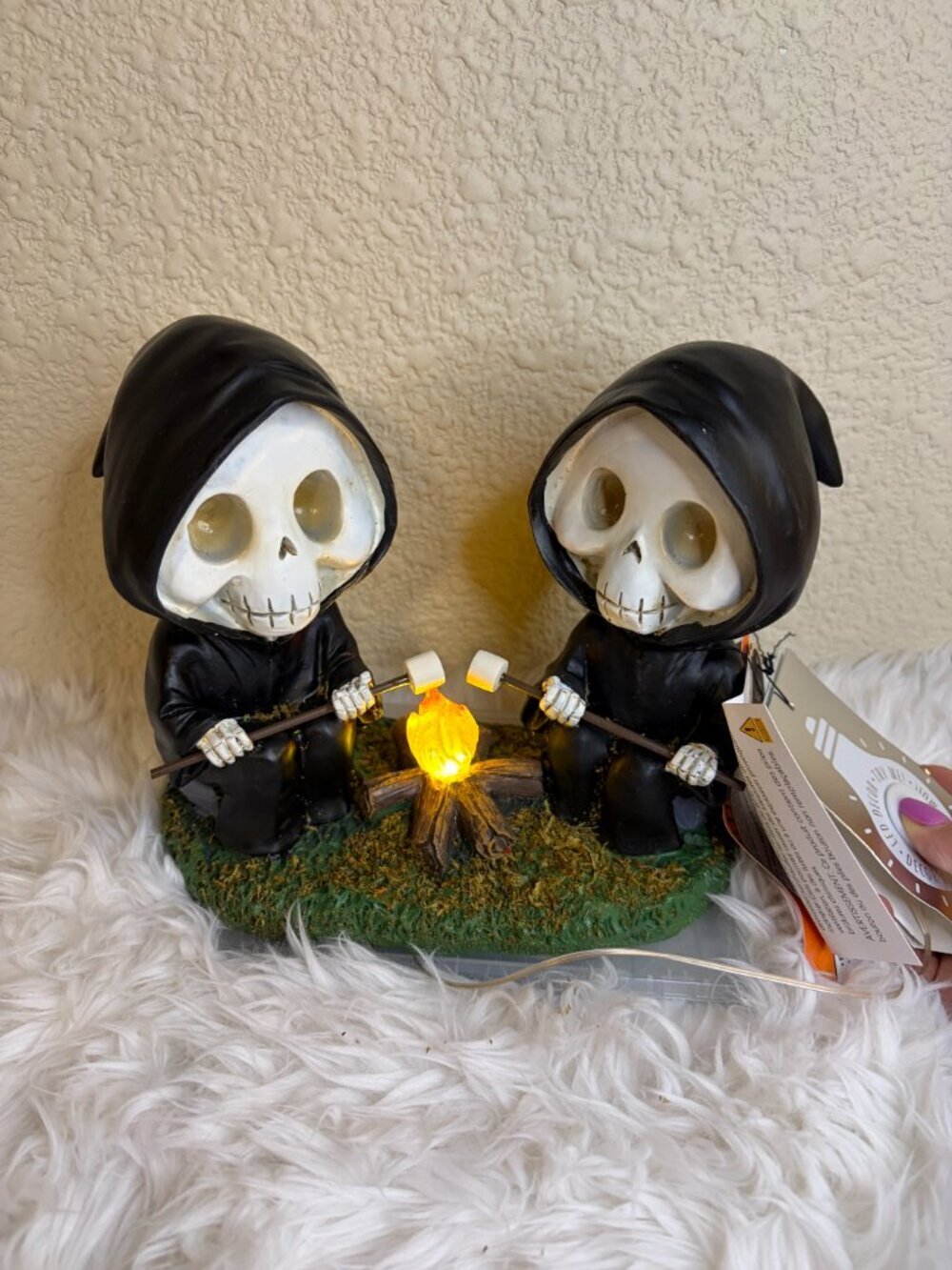 Halloween Light Up Skeleton Grim Reaper Campfire Decor Tabletop Display NWT
